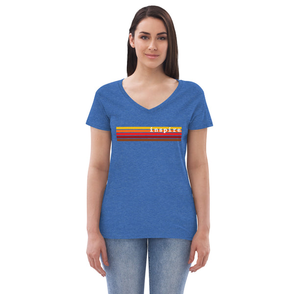 inspire Retro Stripes Women’s recycled v-neck t-shirt