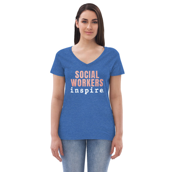 inspire Social Workers Women’s recycled v-neck t-shirt