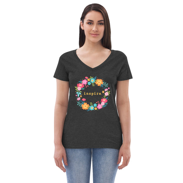 inspire Floral  Wreath Women’s recycled v-neck t-shirt