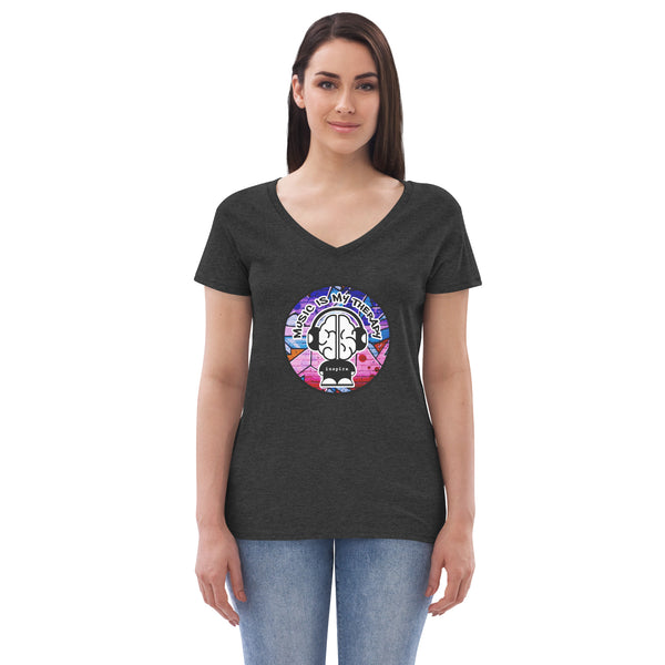 inspire Music is My Therapy Colorful Women’s recycled v-neck t-shirt