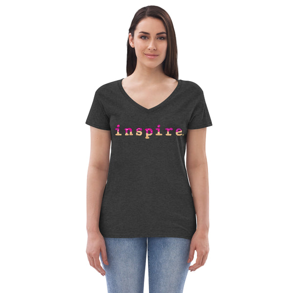 inspire Pink Doughnut Women’s recycled v-neck t-shirt