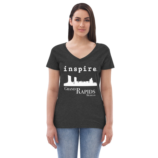 inspire Grand Rapids Skyline Women’s recycled v-neck t-shirt