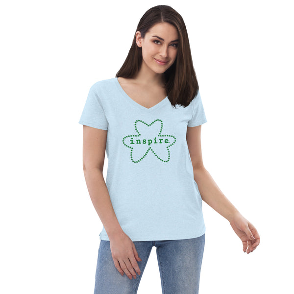 inspire Shamrock Outline Women’s recycled v-neck t-shirt