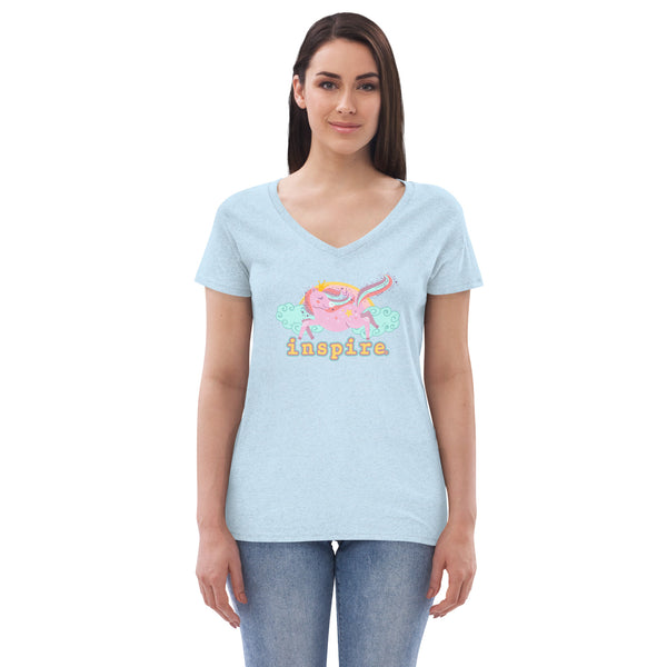 inspire Unicorn Women’s recycled v-neck t-shirt