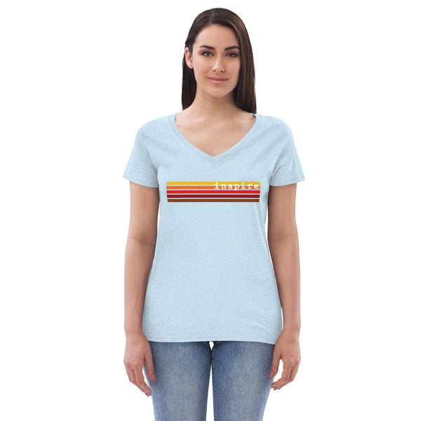 inspire Retro Stripes Women’s recycled v-neck t-shirt