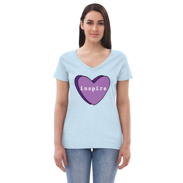 inspire Purple Heart Women’s recycled v-neck t-shirt