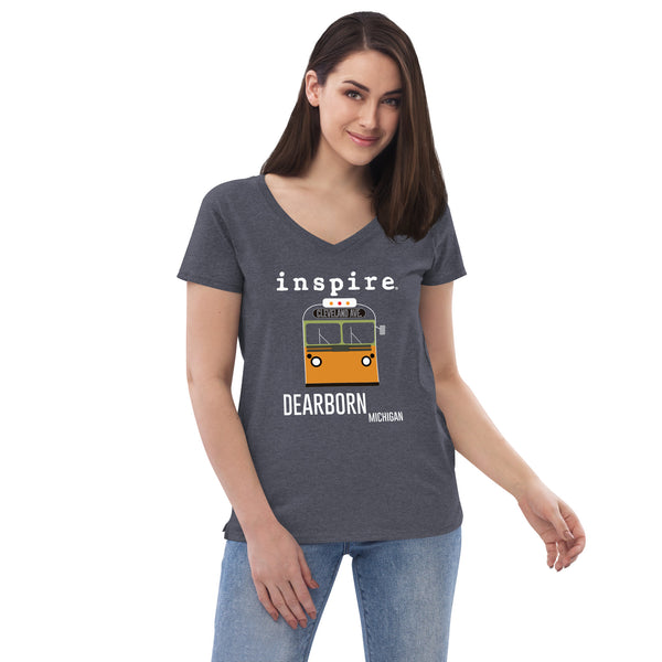inspire Dearborn Bus Women’s recycled v-neck t-shirt