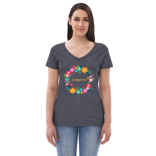 inspire Floral  Wreath Women’s recycled v-neck t-shirt