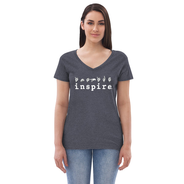 inspire ASL Women’s recycled v-neck t-shirt