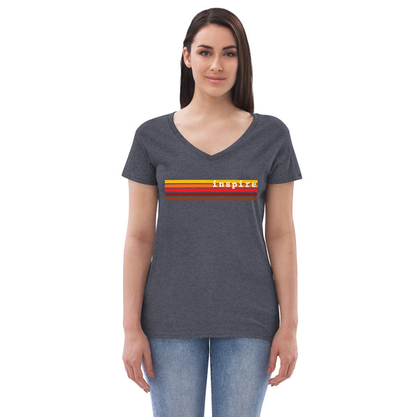 inspire Retro Stripes Women’s recycled v-neck t-shirt