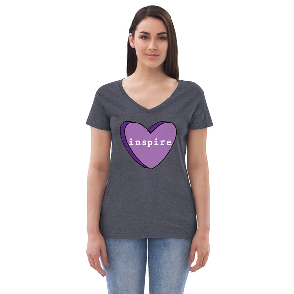 inspire Purple Heart Women’s recycled v-neck t-shirt