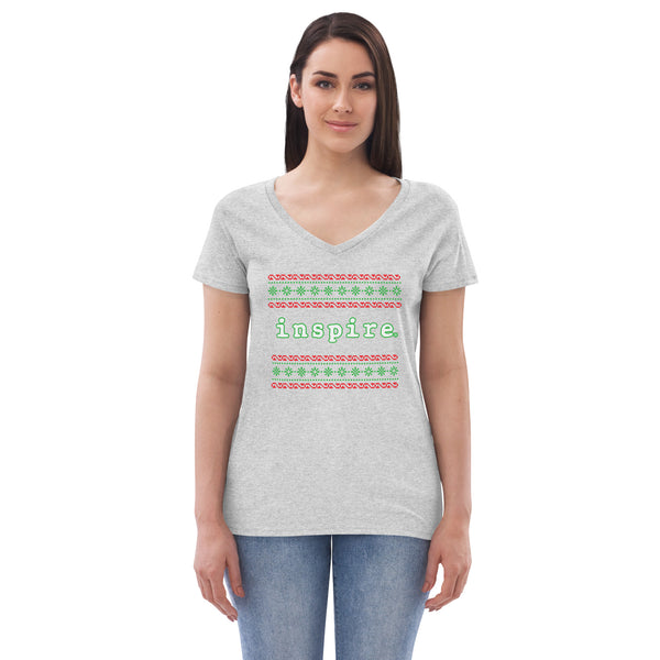 inspire Ugly Christmas Sweater Women’s recycled v-neck t-shirt