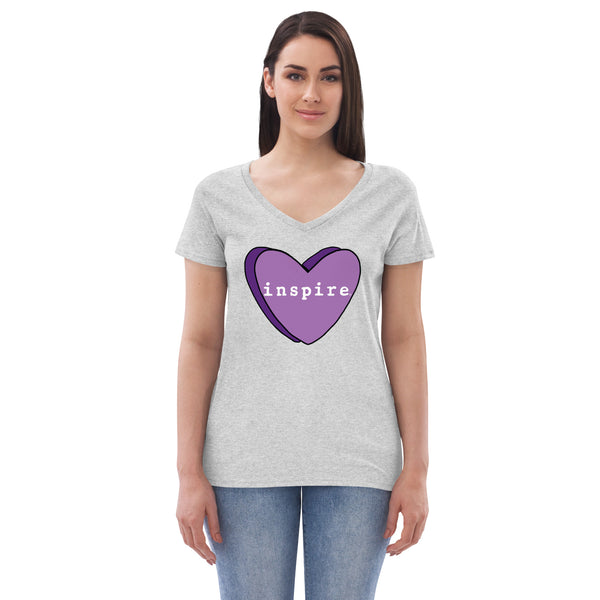 inspire Purple Heart Women’s recycled v-neck t-shirt