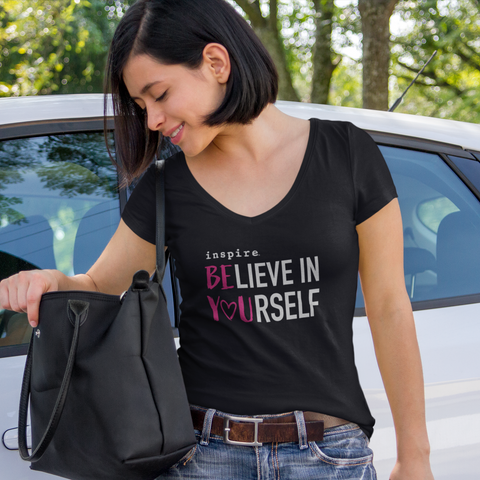 inspire Believe In Yourself Women’s recycled v-neck t-shirt