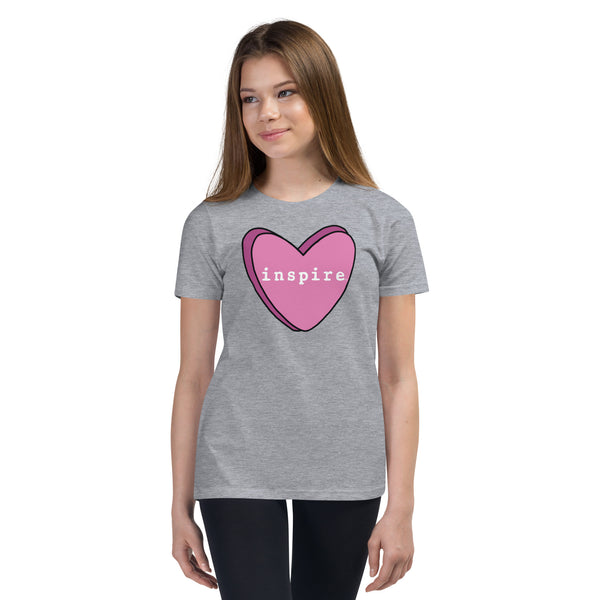 inspire Pink Heart Youth Short Sleeve T-Shirt