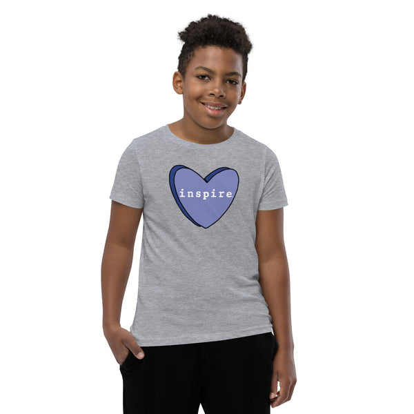 inspire Blue Heart Youth Short Sleeve T-Shirt