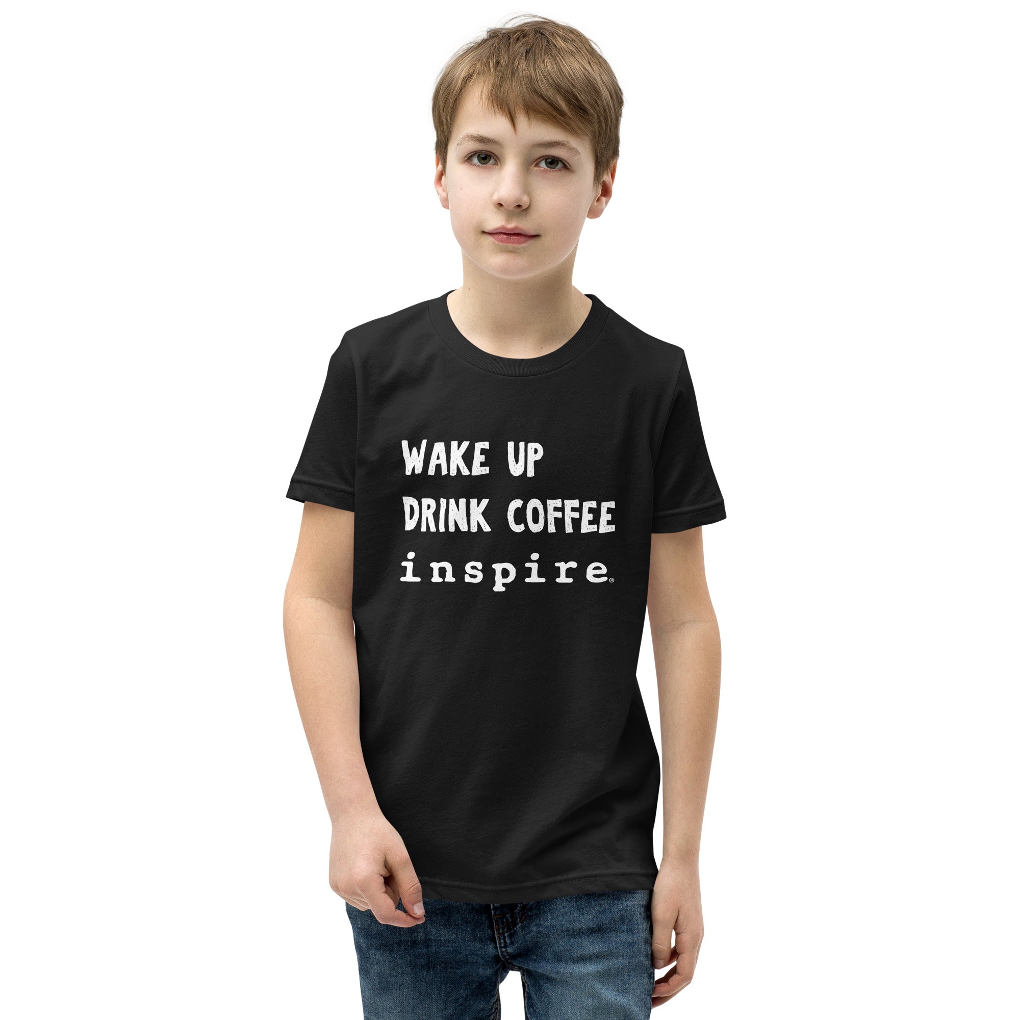 inspire Wake Up Drink Coffee Youth Short Sleeve T-Shirt