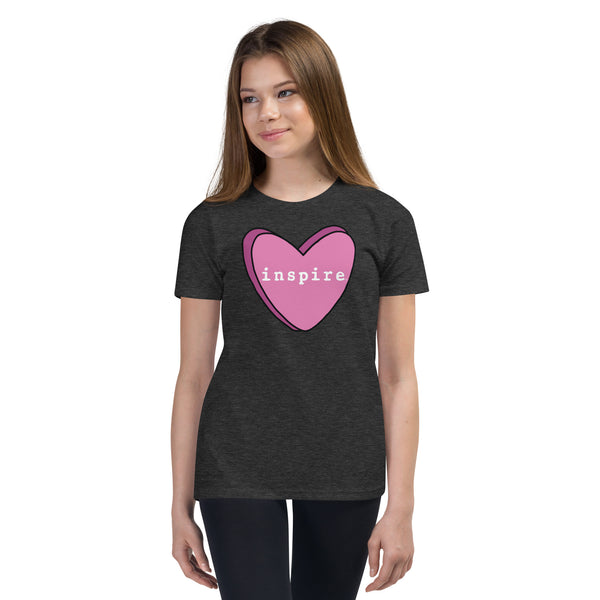 inspire Pink Heart Youth Short Sleeve T-Shirt