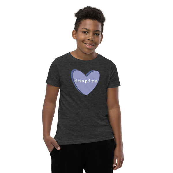 inspire Blue Heart Youth Short Sleeve T-Shirt