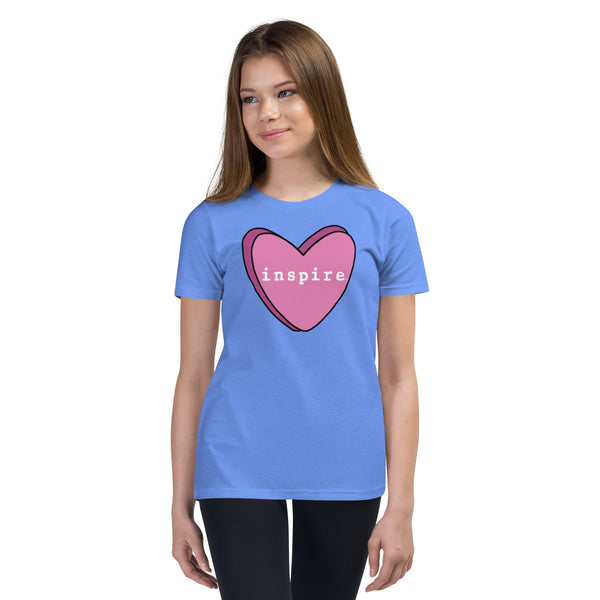 inspire Pink Heart Youth Short Sleeve T-Shirt