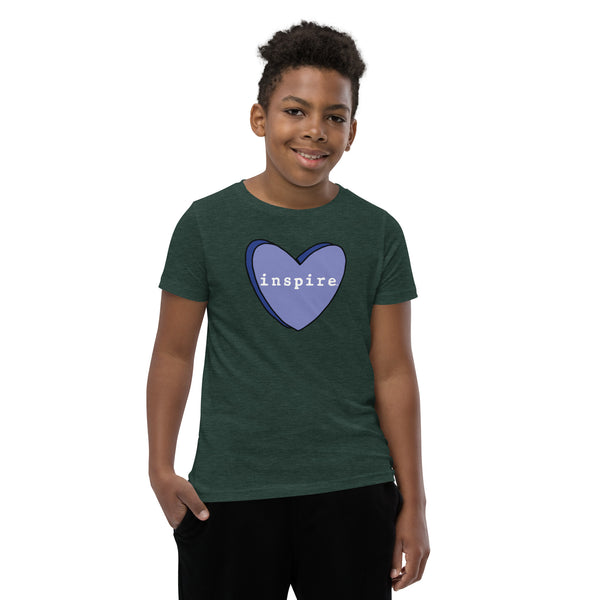 inspire Blue Heart Youth Short Sleeve T-Shirt