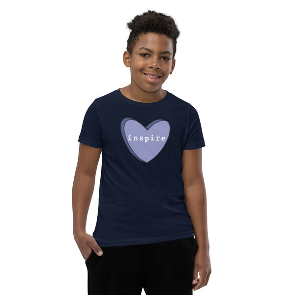 inspire Blue Heart Youth Short Sleeve T-Shirt