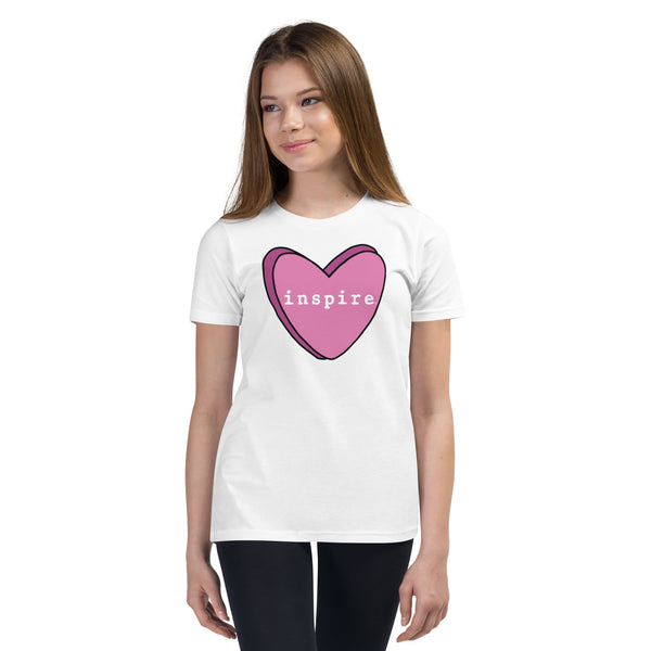 inspire Pink Heart Youth Short Sleeve T-Shirt