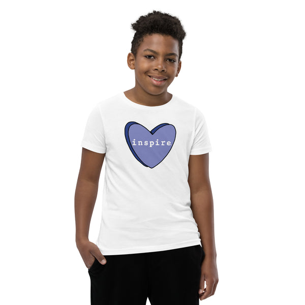 inspire Blue Heart Youth Short Sleeve T-Shirt