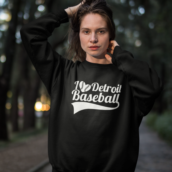 I Love Detroit Baseball Unisex Crewneck