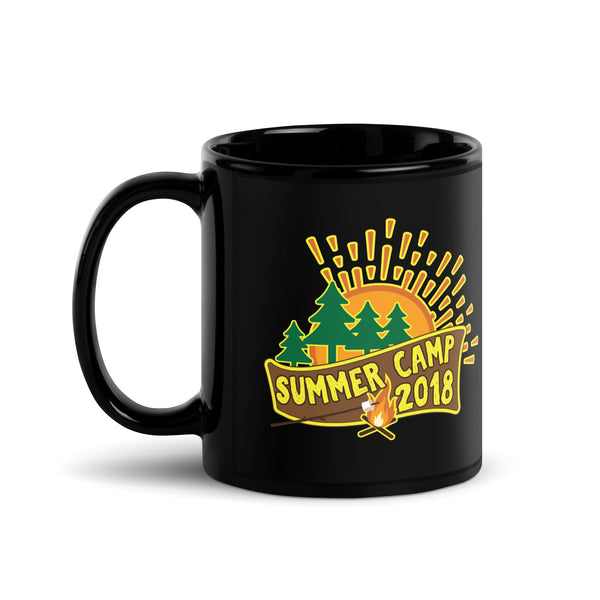 Summer Camp Black Glossy Mug