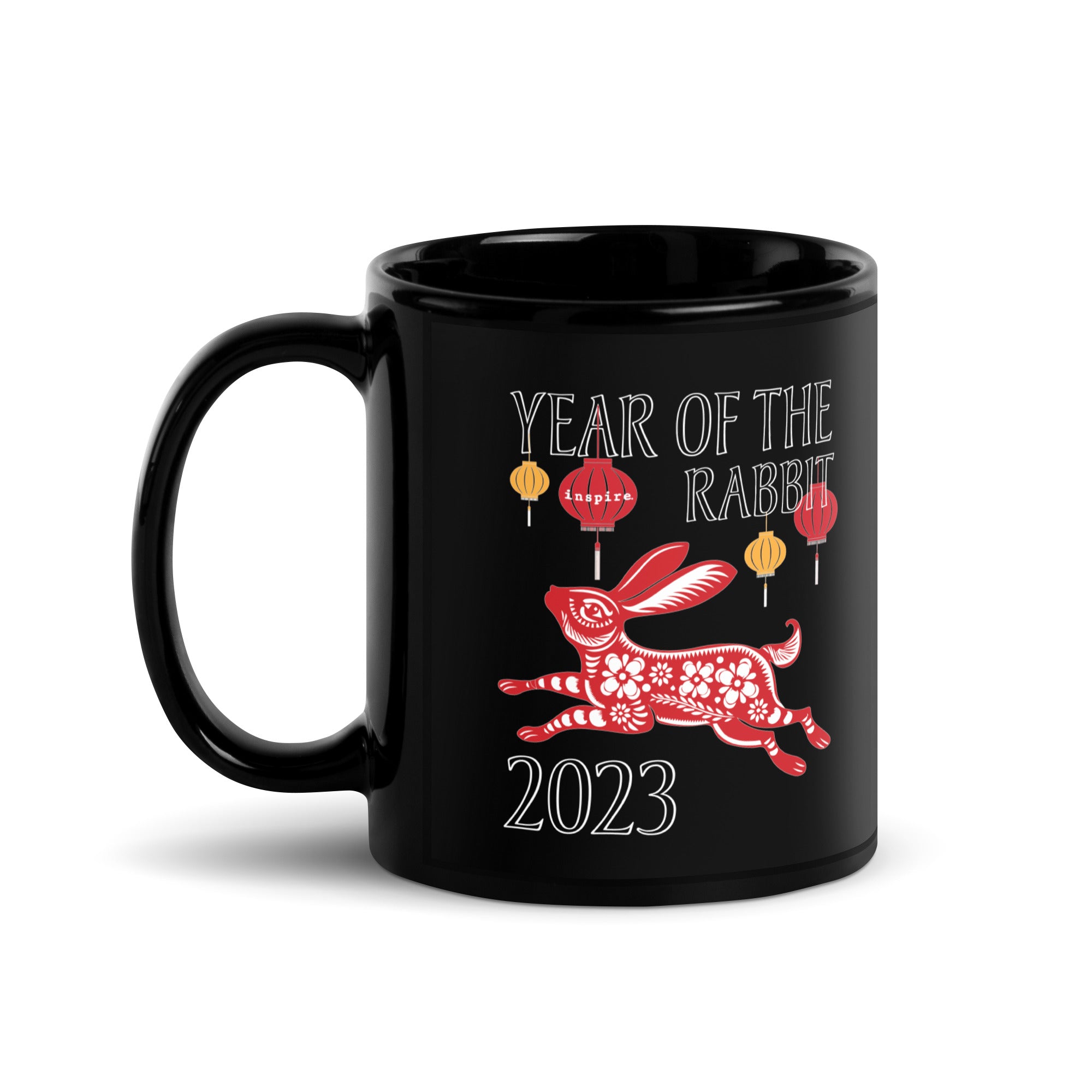 inspire Year of the Rabbit 2023 Black Glossy Mug