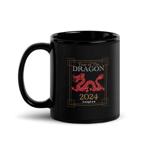 inspire Year of the Dragon 2024 Black Glossy Mug