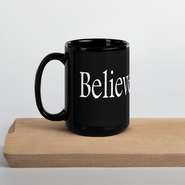 Believe Black Glossy Mug