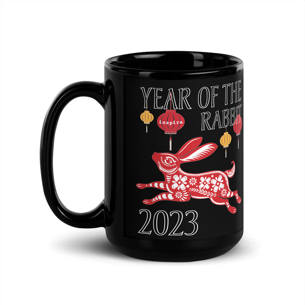 inspire Year of the Rabbit 2023 Black Glossy Mug