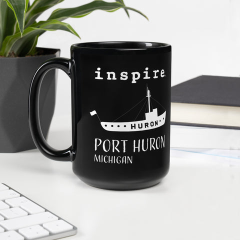 inspire Port Huron Black Glossy Mug