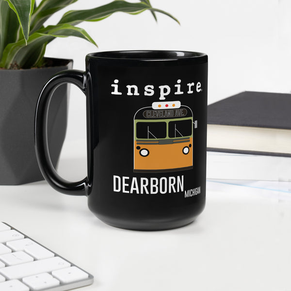 inspire Dearborn Bus Black Glossy Mug