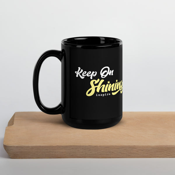 inspire Keep on Shining Black Glossy Mug