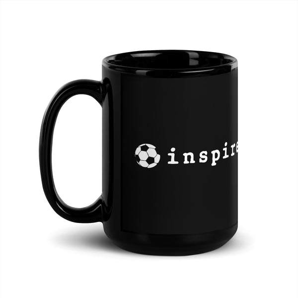 inspire Soccer Ball Black Glossy Mug