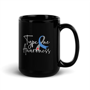 Type 1 Awareness Black Glossy Mug