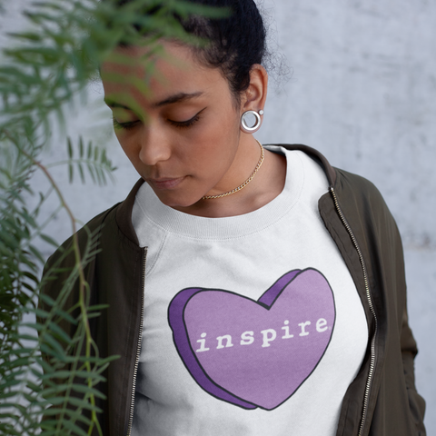 inspire Purple Candy Heart Unisex Crewneck