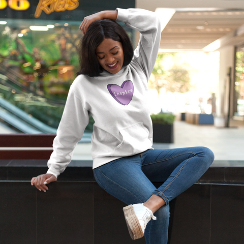 inspire Purple Candy Heart Unisex Hoodie