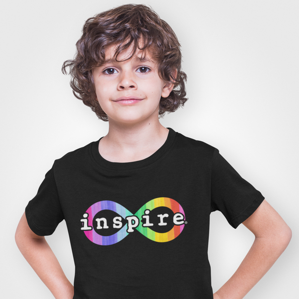 inspire Neurodiversity Awareness Rainbow Infinity Youth Short Sleeve T-Shirt