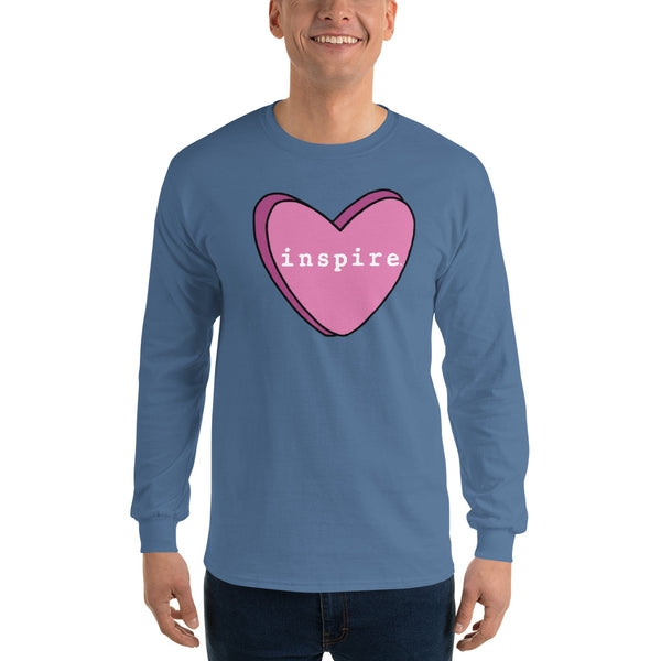 inspire Pink Candy Heart Unisex Long Sleeve Shirt