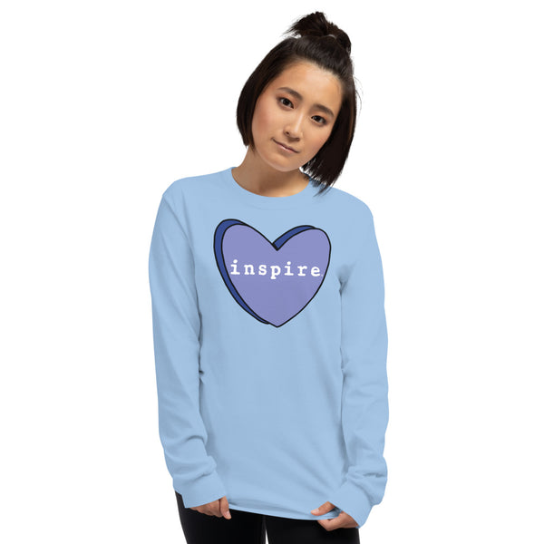 inspire Blue Candy Heart Unisex Long Sleeve Shirt