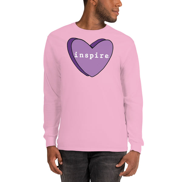 inspire Purple Candy Heart Unisex Long Sleeve Shirt