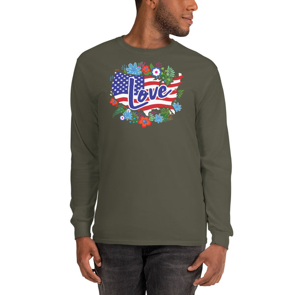 Floral America Unisex Long Sleeve Shirt