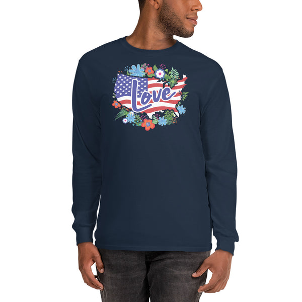 Floral America Unisex Long Sleeve Shirt