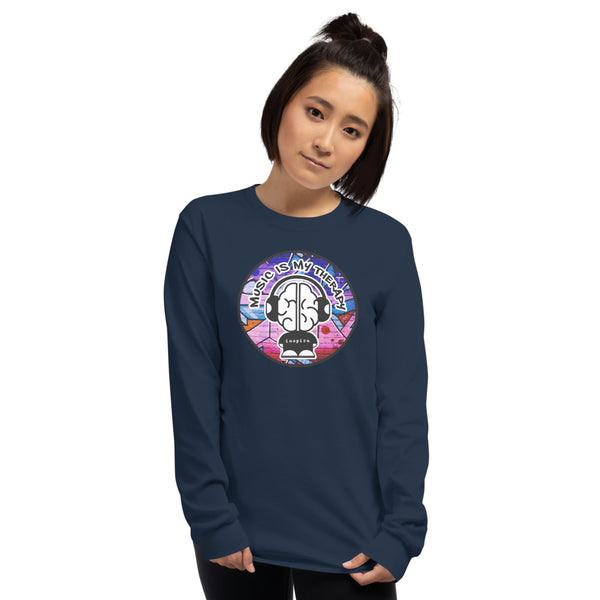 inspire Music Is My Therapy  Colored Unisex Long Sleeve Shirt