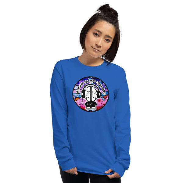 inspire Music Is My Therapy  Colored Unisex Long Sleeve Shirt