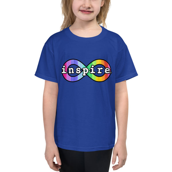 inspire Neurodiversity Awareness Rainbow Infinity Youth Short Sleeve T-Shirt